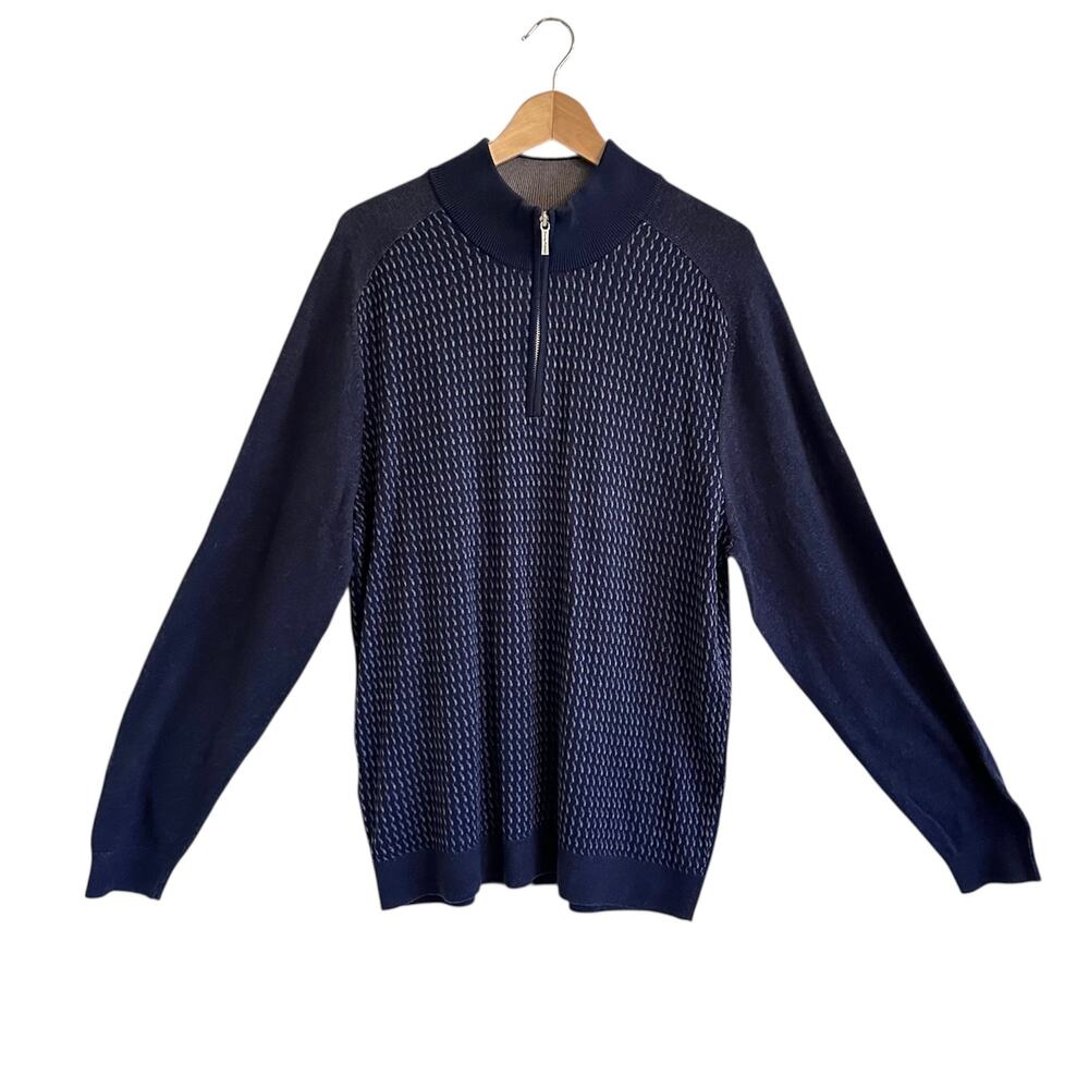 Tommy Bahama Coastal Shores Quarter Zip Sweater - Navy Sz Larg